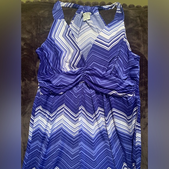 Chevron striped summer maxi dress sundress sz L blend & white - Picture 4 of 6